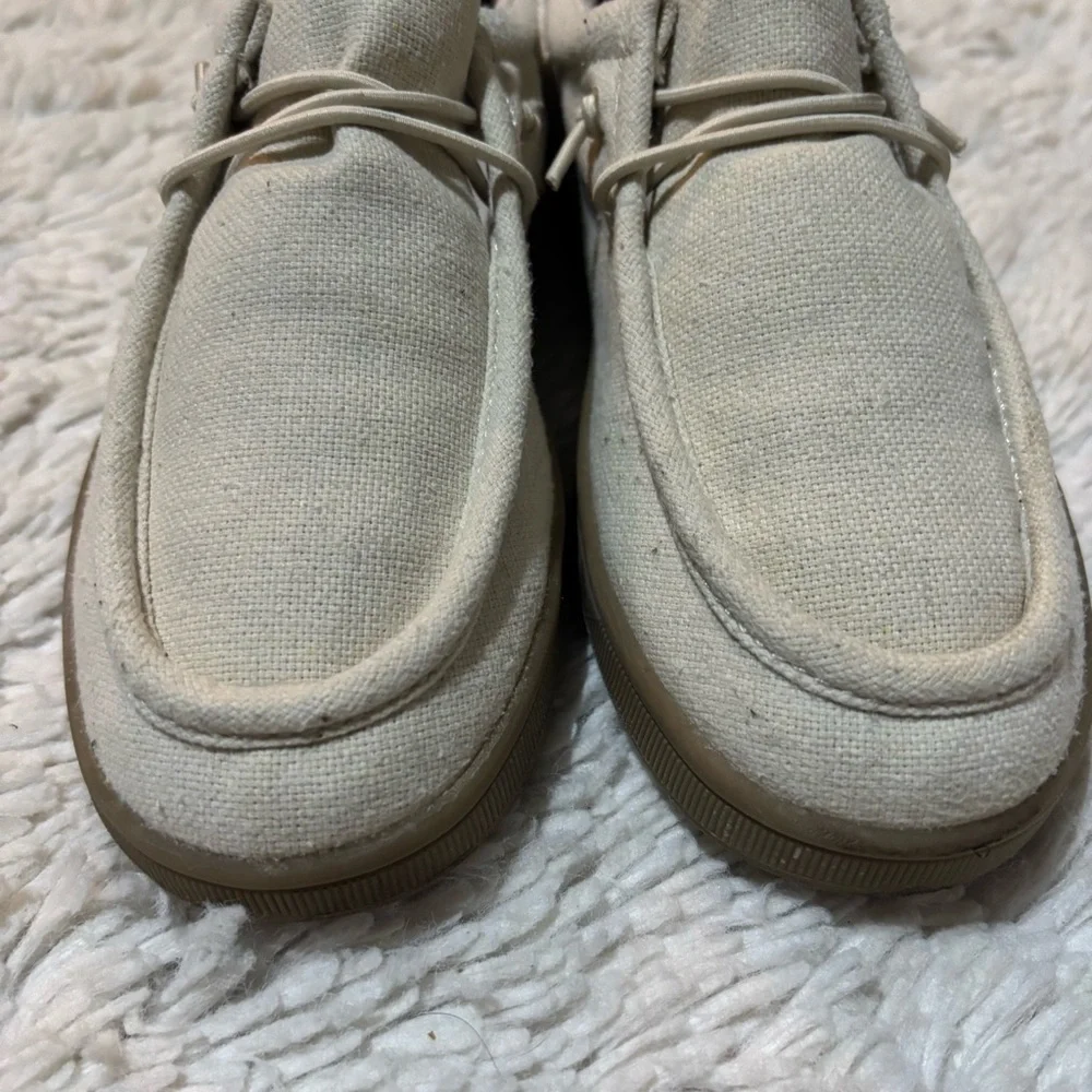 GAP‎ Kids Chambray Moc Sneakers Bedrock size 2 Cream Color Boys Shoes Slip On